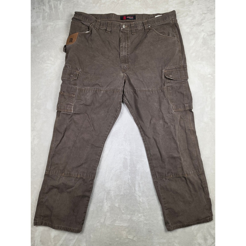 Riggs Workwear Cargo Pants Mens 46x32 Brown Double Knee Carpenter Ripstop